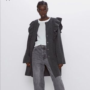 Zara ruffled knit coat
